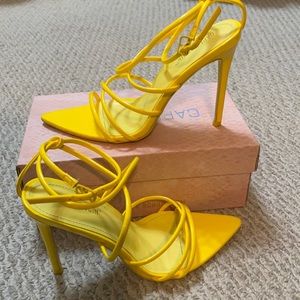 Electric yellow strappy high heel